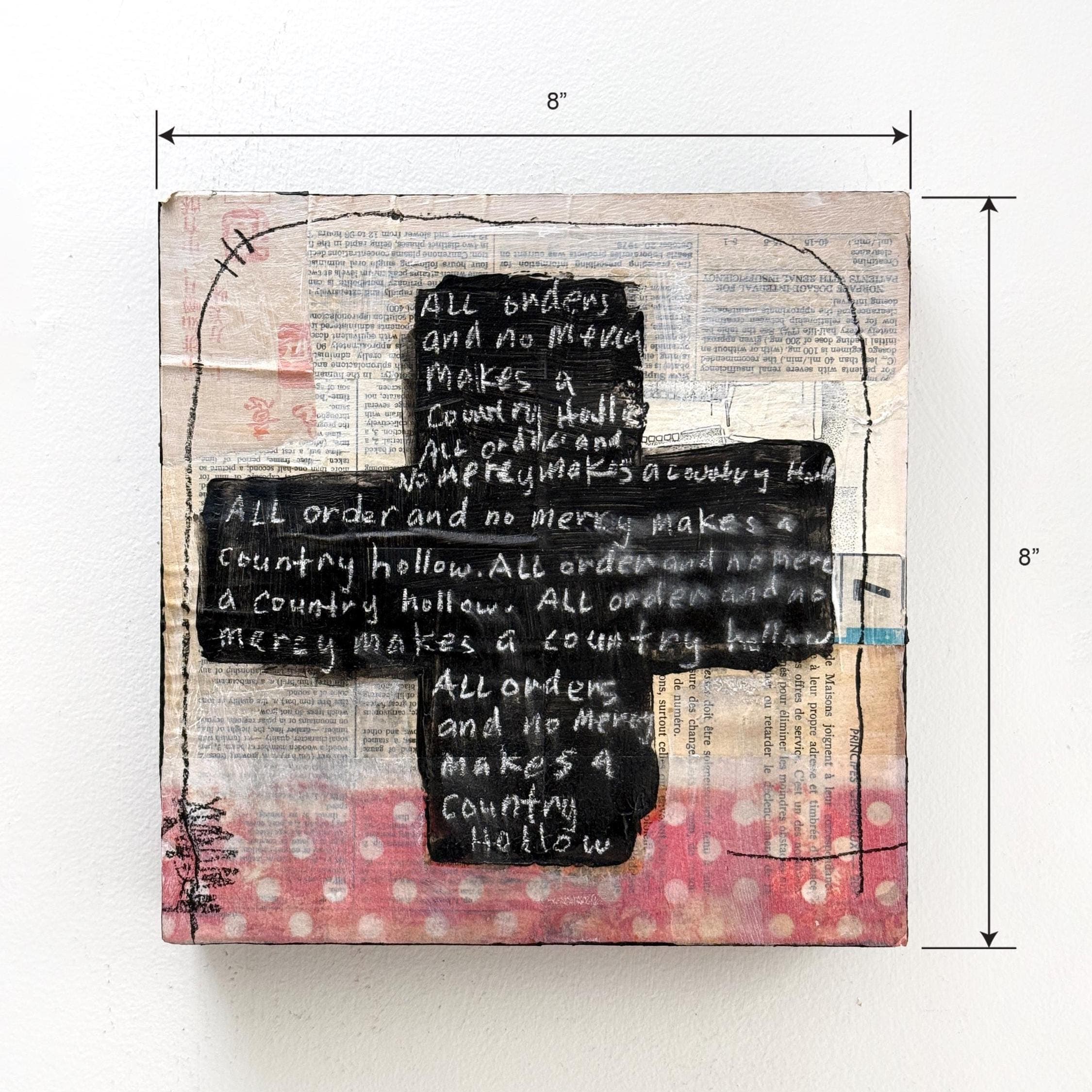 8"x8" Original encaustic and Mixed Media Painting | Abstract Collage Wall Art for Home Decor