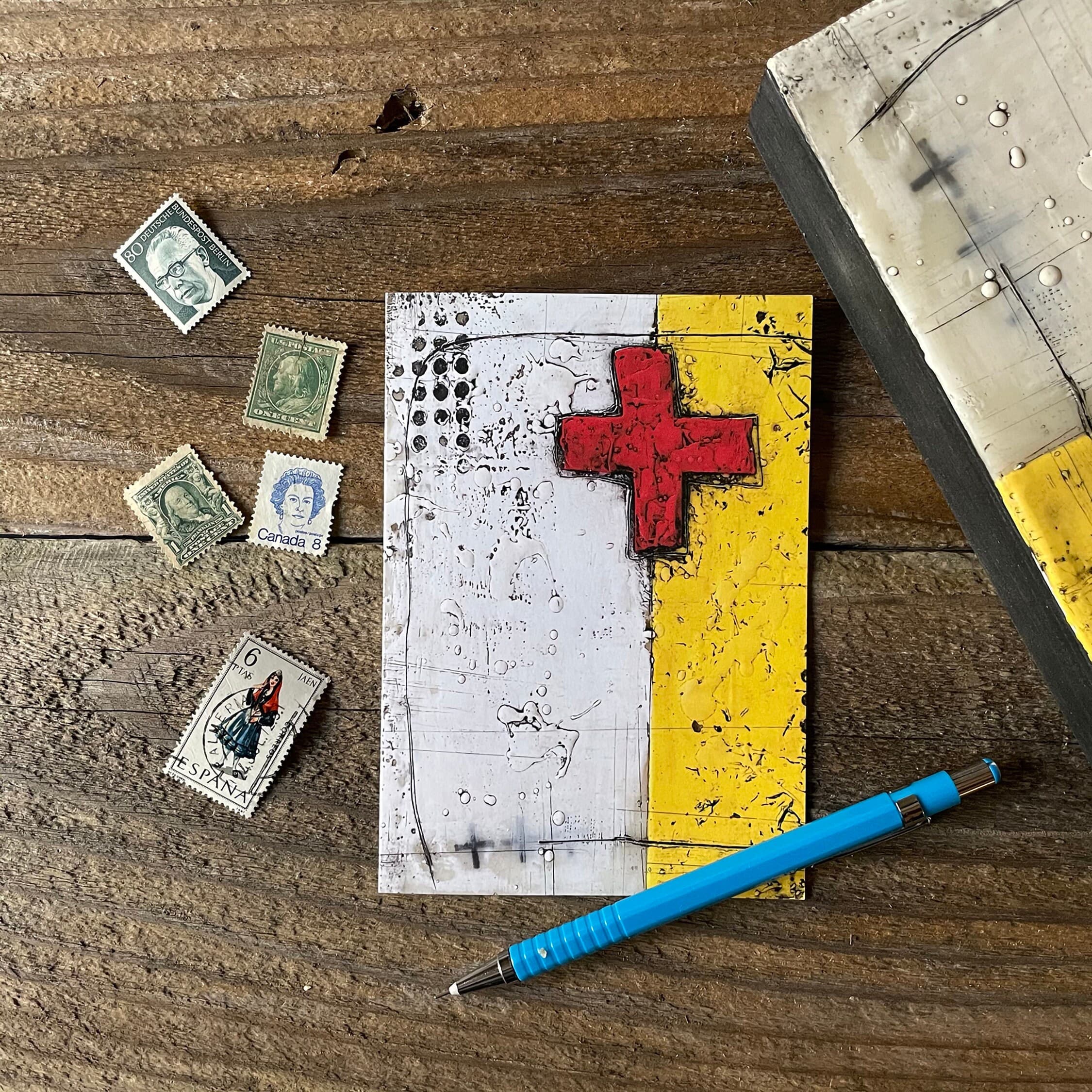Abstract Art Greeting Card, Encaustic Artwork Notecard