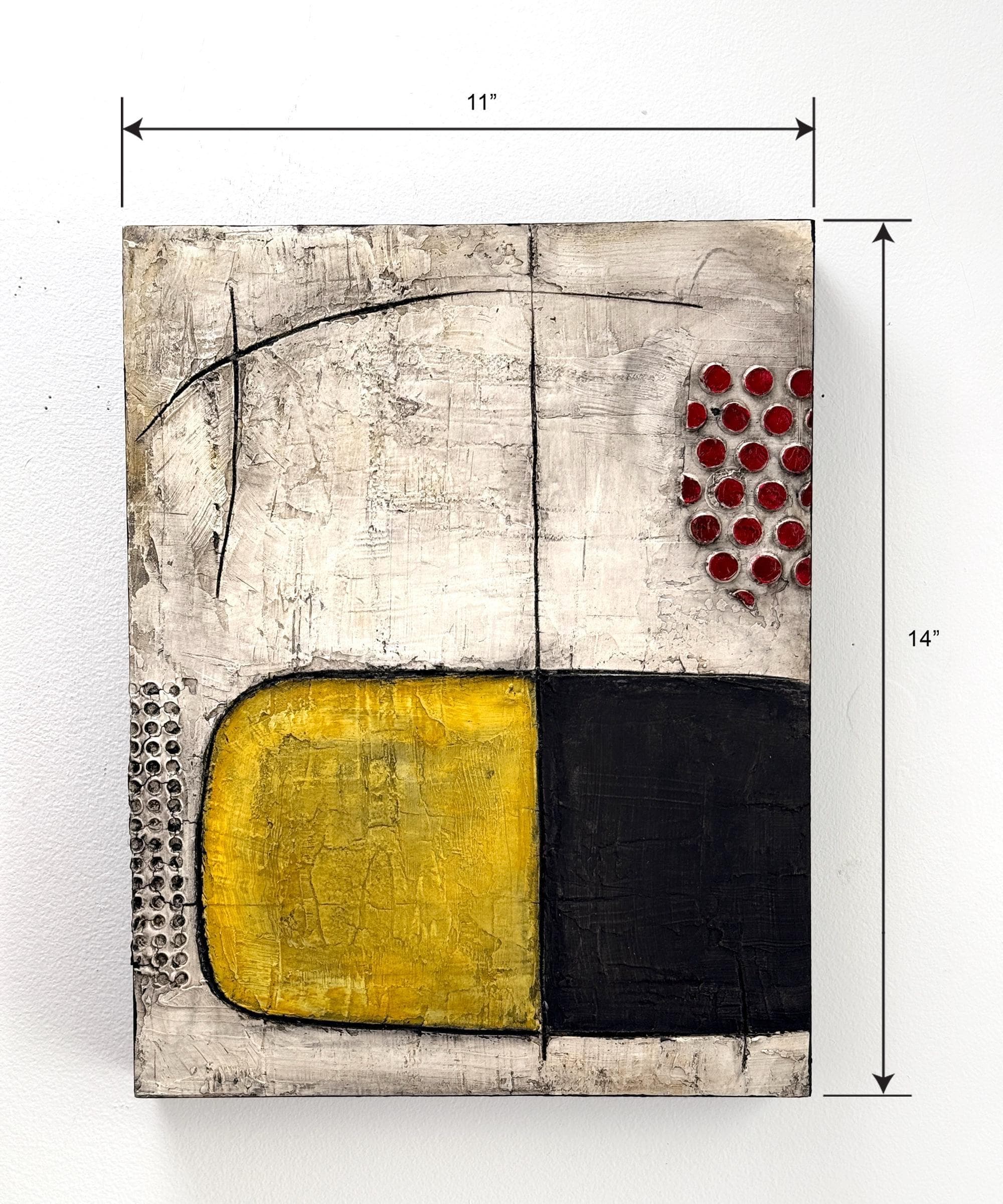 11 x 14 Textured Abstract Painting on Wood Panel, Red Cross, modern Mixed Media Wall Art, Handmade Plaster Relief Medical Symbol Gift Decor