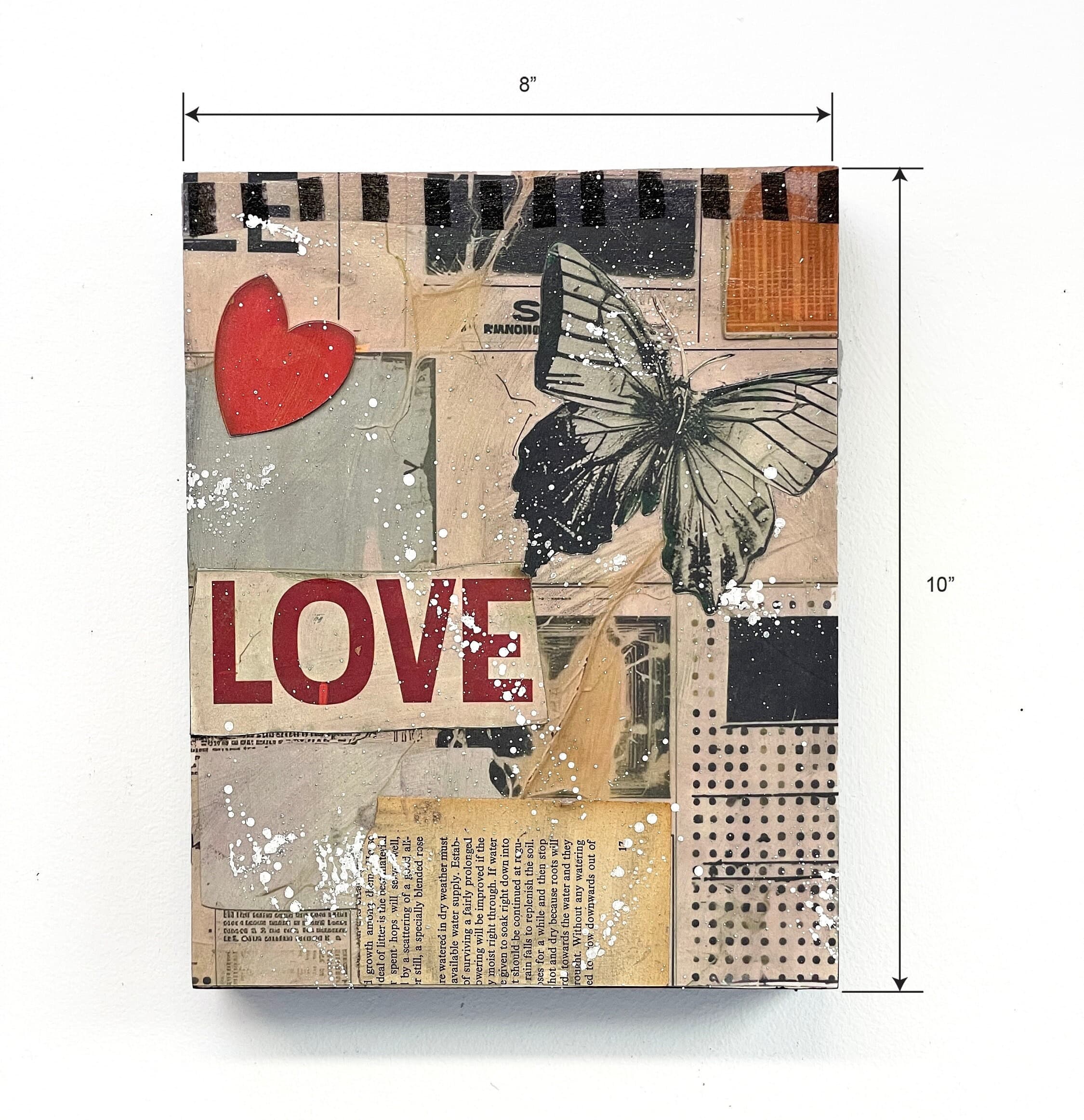 8x10 Valentines Day Art, Love Art, mixed media, original art, home decor, wall art, abstract collage, handmade collage