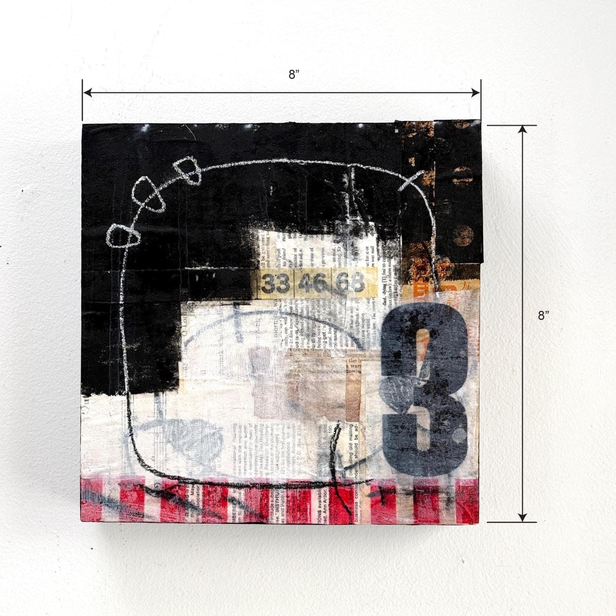 Original Abstract Collage Painting | Mixed Media Art on Wood (8x8 inches)