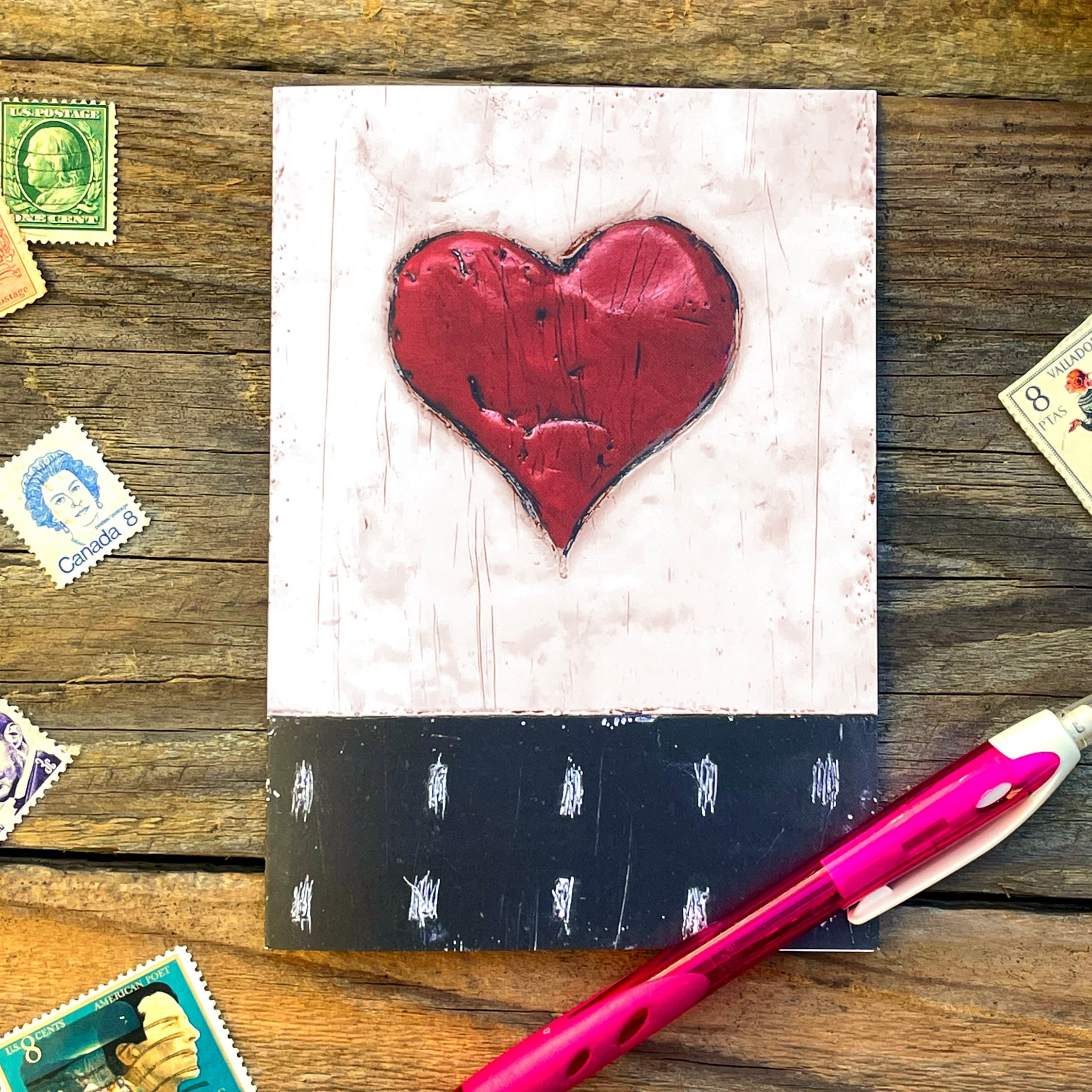 Solo heart, abstract art greetings cards, blank greetings cards, contemporary art card, abstract art notecard/ blank art card/ notecard