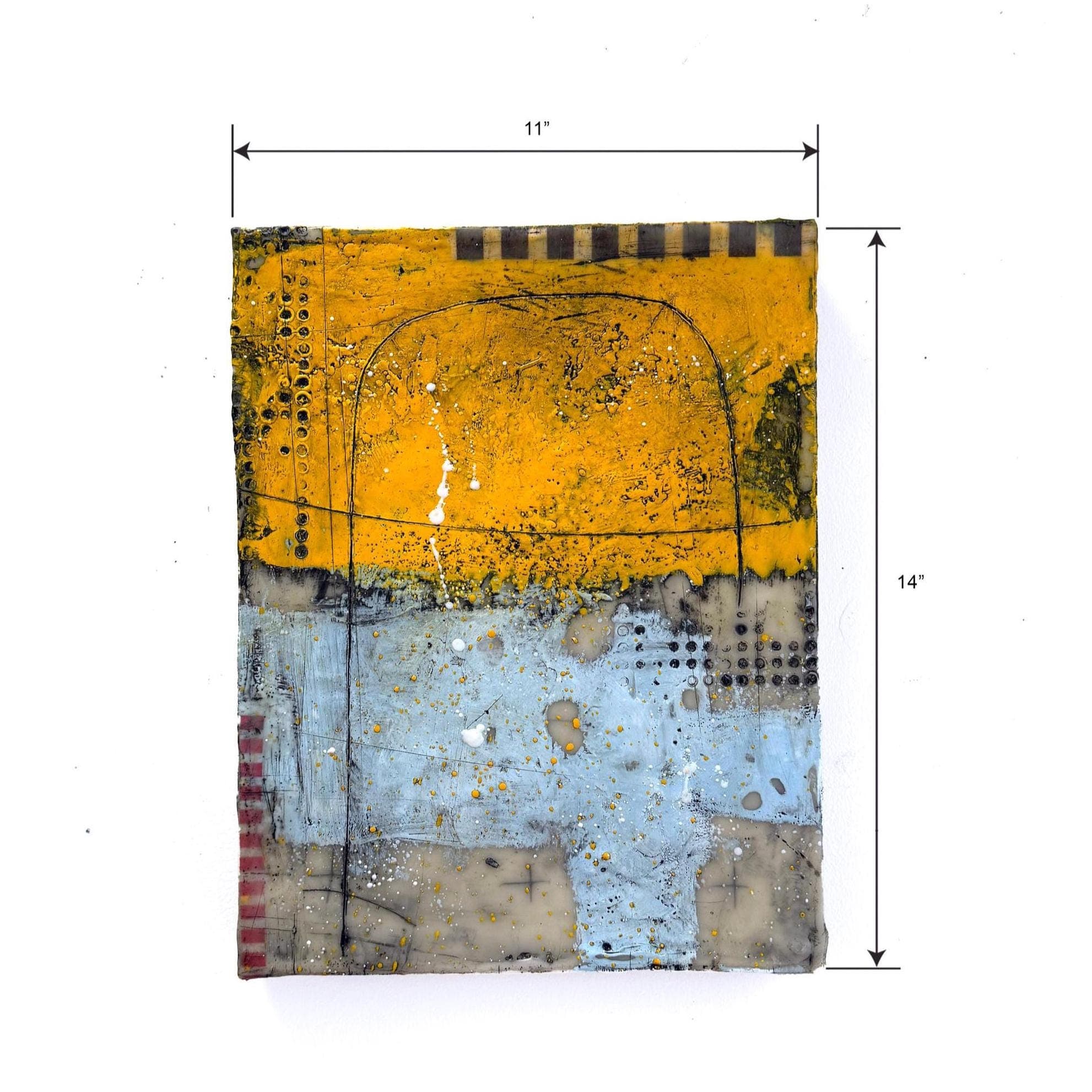 11X14 "Urban Strata_02" Original encaustic and Mixed Media Painting | Abstract Collage Wall Art for Home Decor