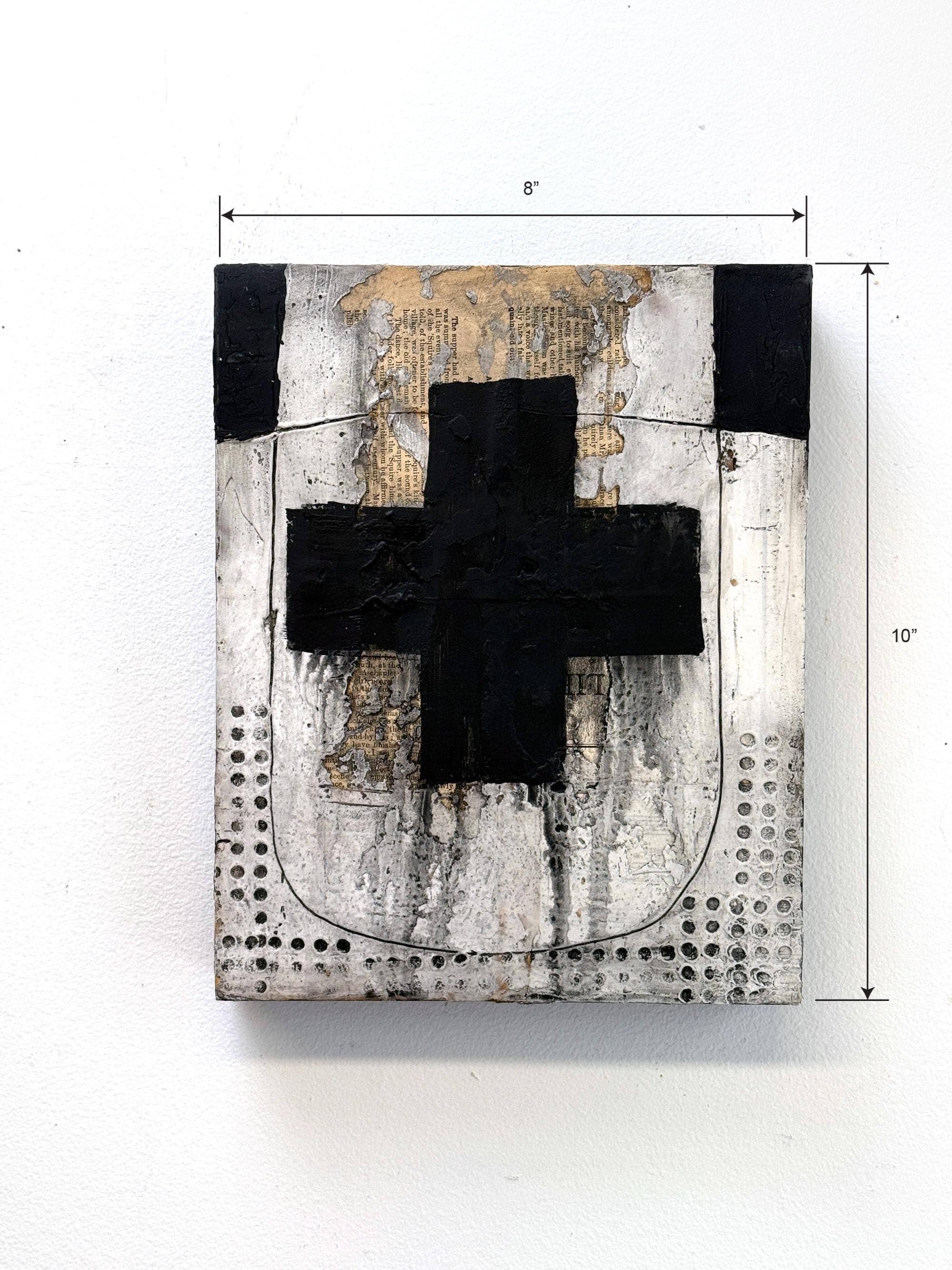 8x10 Modern Abstract, Mixed Media Painting, textured Wall Art, Modeling Paste, Black White Minimalist, Contemporary Home Decor Piece