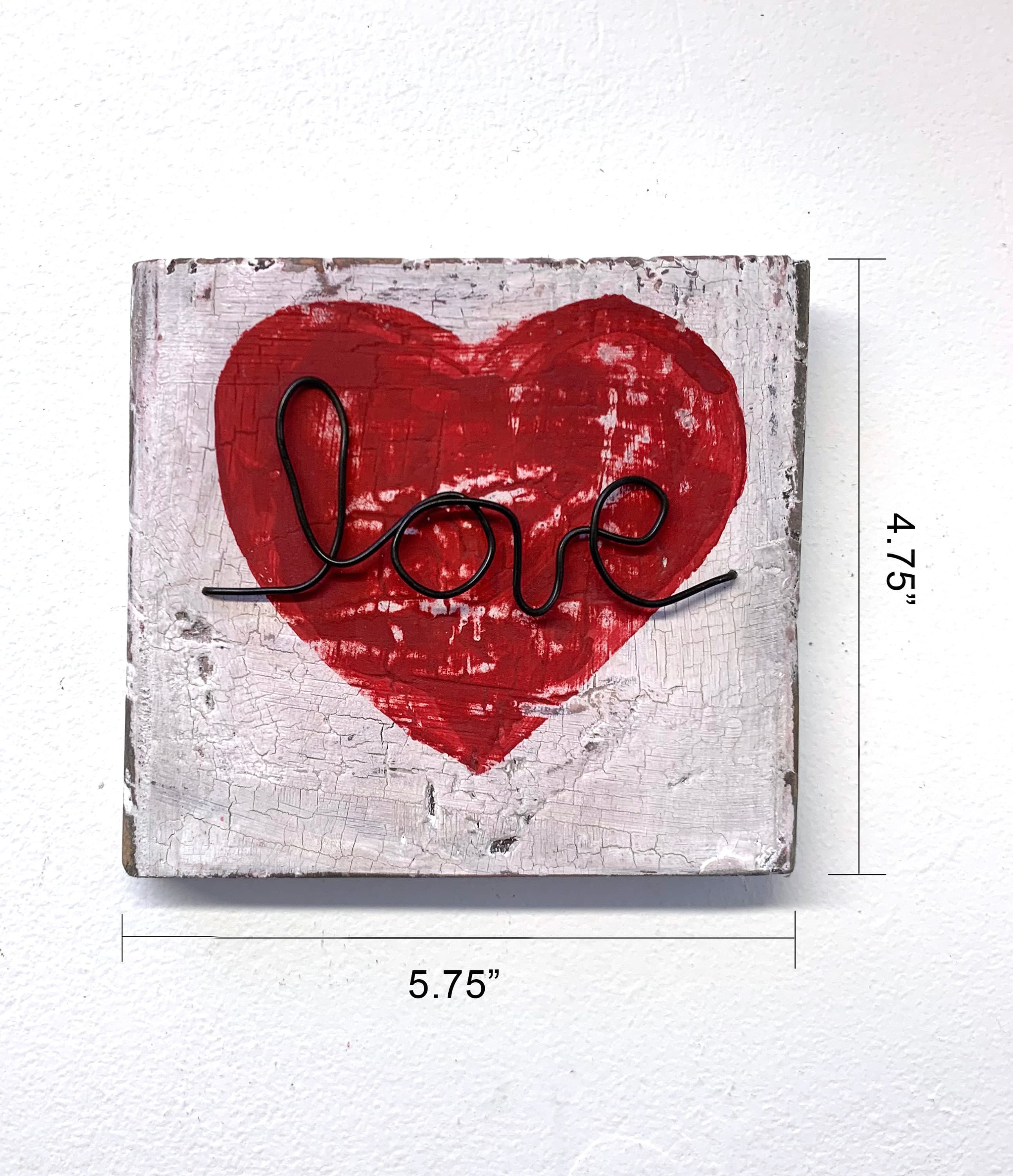 Handmade Heart LOVE Painting, Rustic Wall Decor, Chip Paint Art